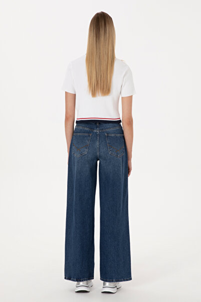 U.S. Polo Assn. Kadın Mavi Loose Fit Jean Pantolon 50316578-DN0022