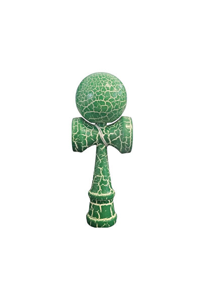Berbis Kendama X Originala - Jucarie din Lemn, 18 cm, Design Cracked Verde-Alb
