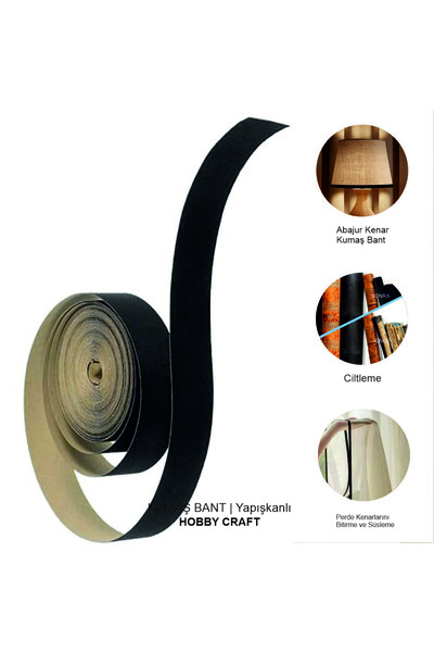 Hobby Craft 5 METRE - Siyah Abajur Kumaş Kenar Bandı – Kumaş Bant ,Yapışkanlı...