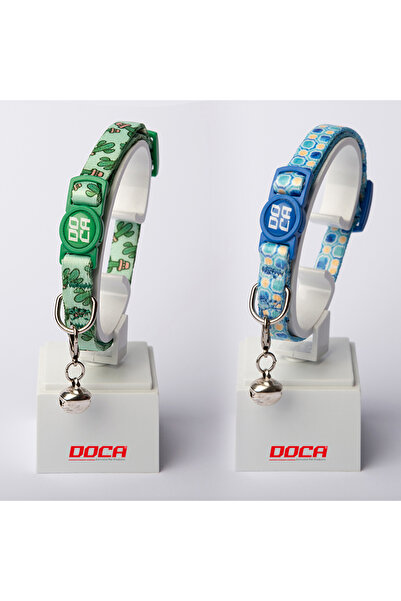 DOCA طوق قطط مزدوج مع قفل أمان (قفل أمان) قابل للتعديل يفتح بالضغط