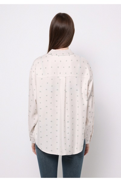 Colin's Relax Fit Shirt Neck Printed Women's Ecru Long Sleeve Shirt