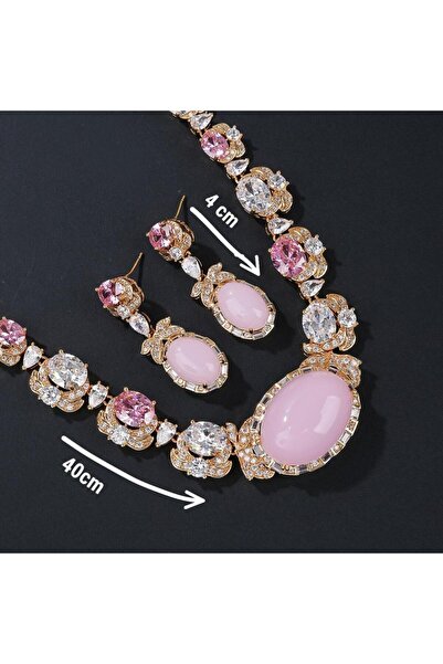 Generic مجموعة قلادات مرصعة بأحجار الزركون على شكل زهرة