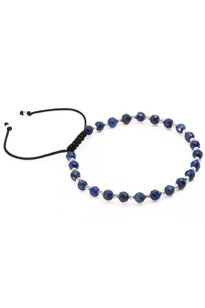 MANAVA Brățară cu 25 de bile de Argint 925 și sfere fațetate din lapis lazuli