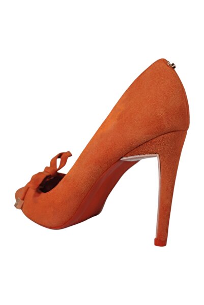 Ted Baker Women's Suede Orange Stiletto Heels 10 cm, Decorative Bow, Size 37 EU