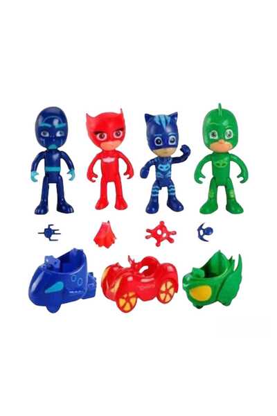 Virtual Trend Set of 4 Heroes in Pyjamas figurines with cars and fighting accessories, Virtual Trend®