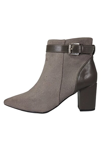 JD Williams Women's Ankle Boots, ribbed textile, taupe grey, 7 cm heel, EU 37 (wide fit)