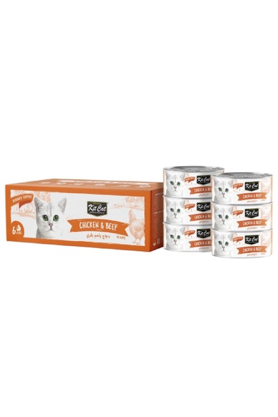 Kit Cat كت كات علب متعددة دجاج منزوع العظم مع لحم البقر 50x6 غ