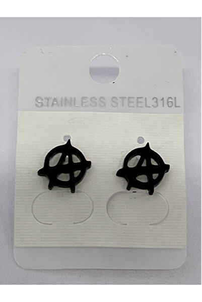 selfquality Paslanmaz Çelik Siyah Renk Büyük A Harfi Figürlü Klipsli Unisex Çiftli Küpe