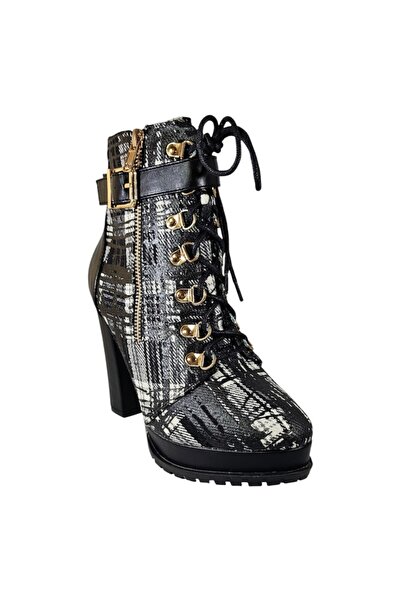 JustFab Shoedazzle Women's Boots, Black Artistic Print, Faux Leather, Size 37.5 EU