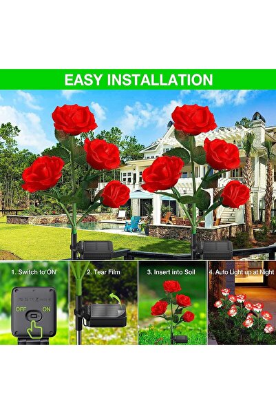 fulina Solar Garden Lights Outdoor 4 Pack, Waterproof Solar Powered Outdoor Lights, Changing Flower Lights