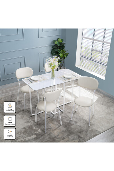 HXDream Nordic modern style, simple and fashionable，5-Piece 4-Seater Dining Set，Table set， Chairs set