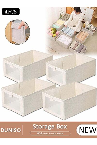 fun zone DUNISO 4PCS Clothes Storage Box - Foldable Stackable Wardrobe Organizer