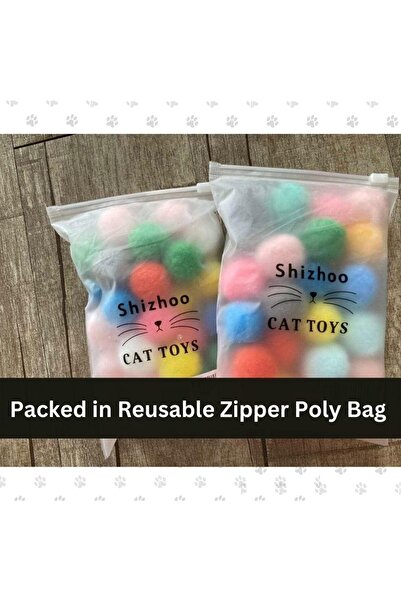 COOYA Premium Soft Pom Pom Balls for Kittens Lightweight, Interactive, Assorted Colors Plush Toy