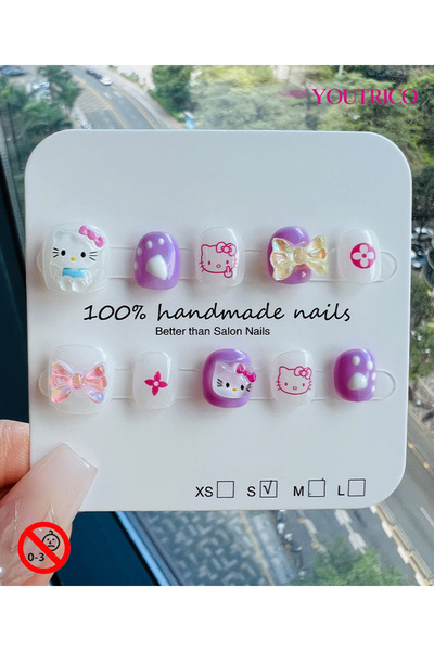 Youtrico أظافر صناعية للأطفال مصنوعة يدويًا بنسبة 100%، صديقة للبيئة، مناسبة ...