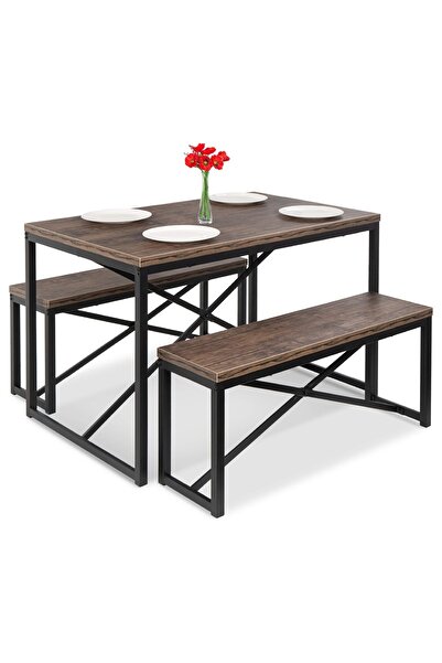 HXDream 3-Piece Bench Style Dining Furniture Set, simple and fashionable，Table set， Chairs set