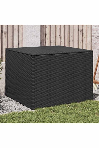 vidaxl Garden Storage Box Black 291L Poly Rattan