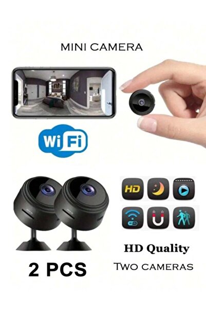 Generic كاميرا مراقبة صغيرة لاسلكية مجموعة من 2 كاميرات قابلة لإعادة الشحن مع تنبيه للجوال في حالة حدوث حركة