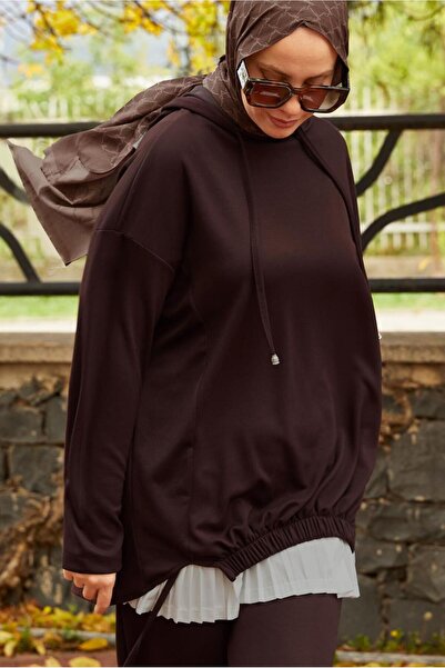 TRENDTESETTÜR Women's Brown (Bitter Brown) Hooded Set with Pants t 5666