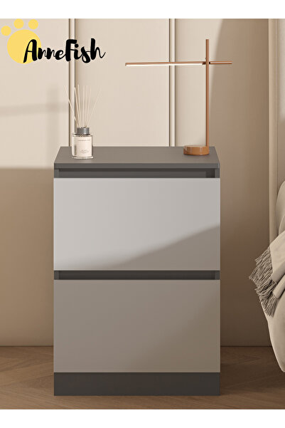 AnneFish 40*40*55cm NightStand for Bedroom Rustic Side Table Simple Bedside End Table with 2 Storage Drawers