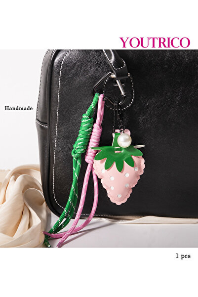 Youtrico سلسلة مفاتيح جلدية ثلاثية الأبعاد مصنوعة يدويًا - سحر حقيبة حبل مضفر...