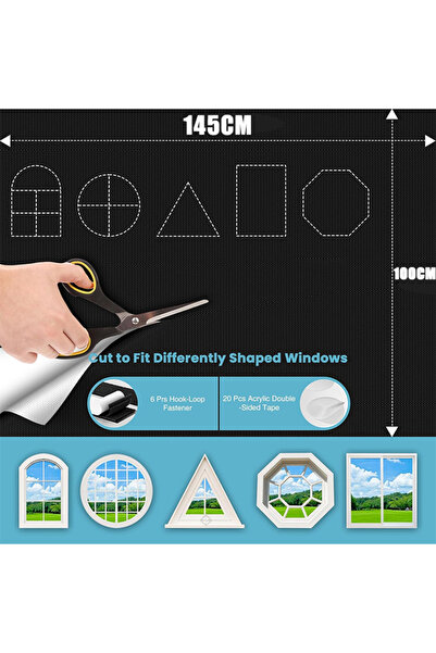 Generic Portable Blackout Curtains 145×100 CM,100% Blackout Material Window Blinds That can be Cut