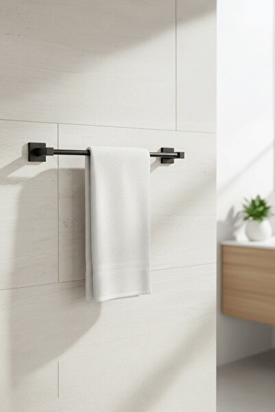 Sas Haus Siyah Yapışkanlı Uzun Havluluk – Kare Topuzlu, (Yapıştır/Vidala) Mon...