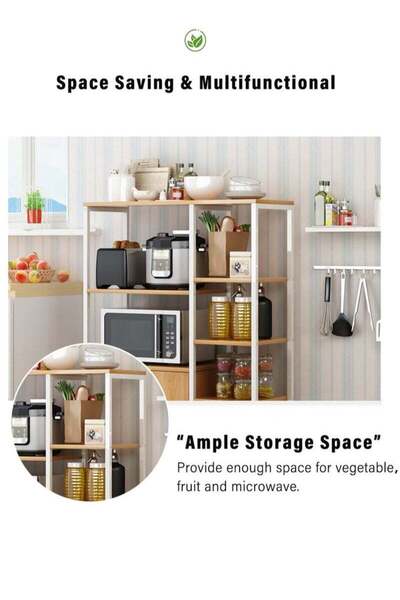 ZUIHAO 3-Tier Coffee Corner Coffee Cabinet Kitchen Storage Shelf Microwave Oven Stand Rack Spice Organizer