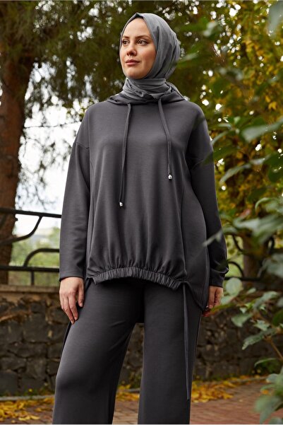 TRENDTESETTÜR Women's Gray (Anthracite) Pants Ka Hooded Akim t 5666