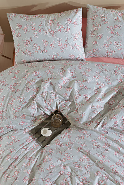 LADYNİL 100% Cotton Double Duvet Cover Set with Elastic Sheet 200X220 cm