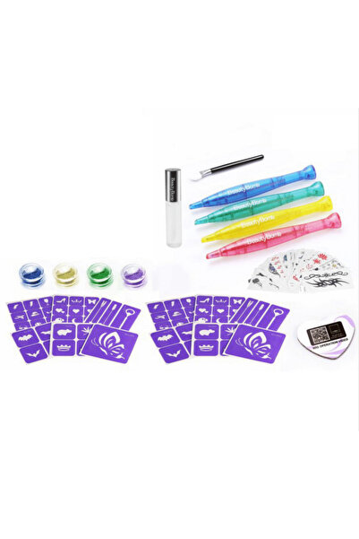 Krista Set de tatuaje cu sclipici pentru copii, Bombă de frumusețe cu 4 culori