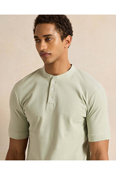 REDTAG Men Mint Henley Polo Shirt