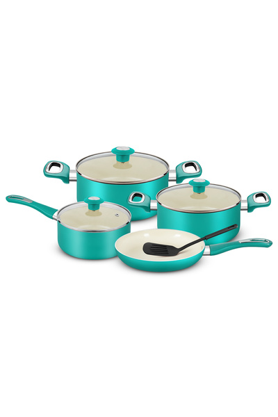 DELICI 8 Pcs Ceramic Nonstick Cookware Set | Quick Heat, Easy Clean, Ultra Non-Stick, NCC8TG
