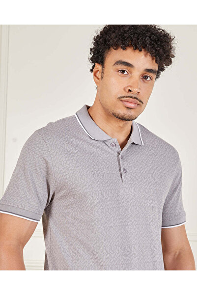 REDTAG Men Grey Short Sleeved Polo Shirt