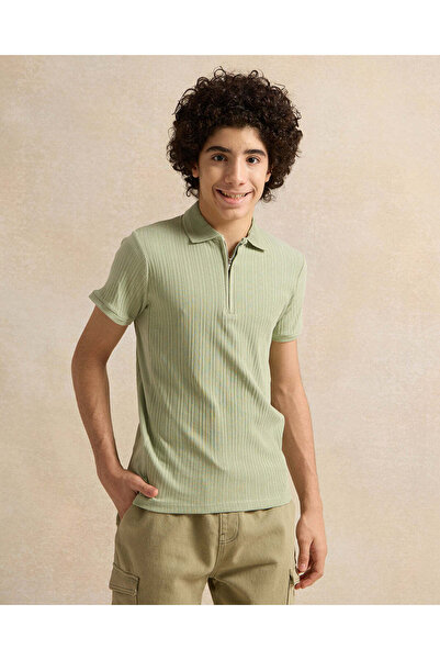 REDTAG Senior Boys Mint Jacquard Polo T-Shirt