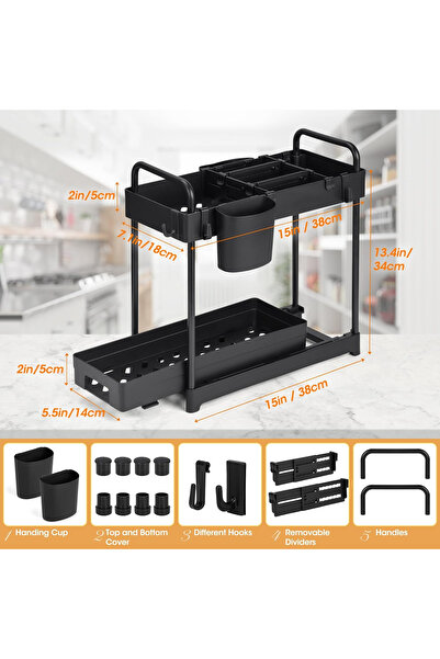 OEM Extendable 2-tier organization shelf, black