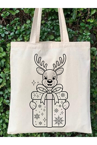Cemira Painting Bag New Year's Cloth Bag with Deer Paintable Kindergarten Children's Activity Painting