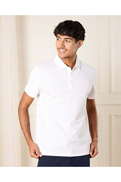 REDTAG Men White Plain Polo Shirt