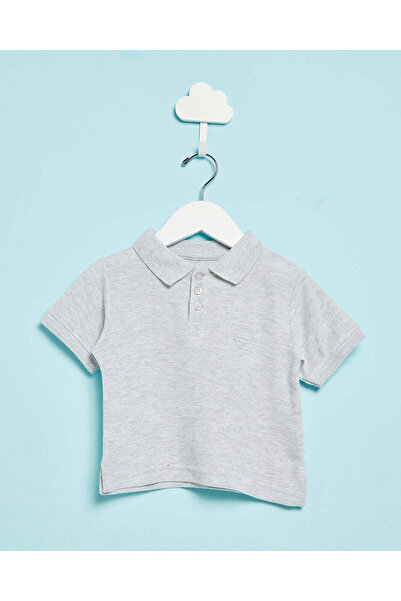 REDTAG Infant Boys Grey Basic Polo Shirt