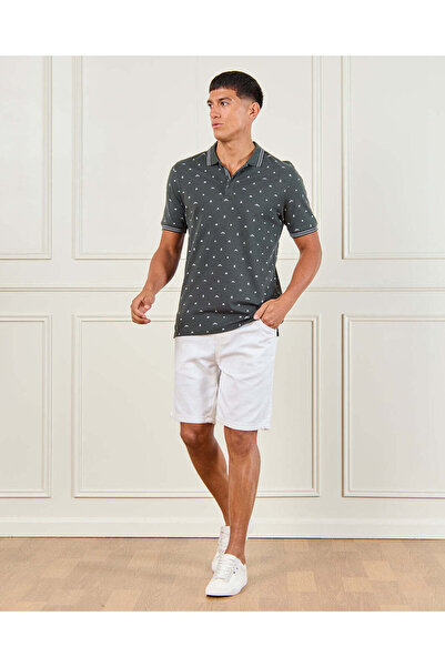 REDTAG Men Green Printed Polo Shirt