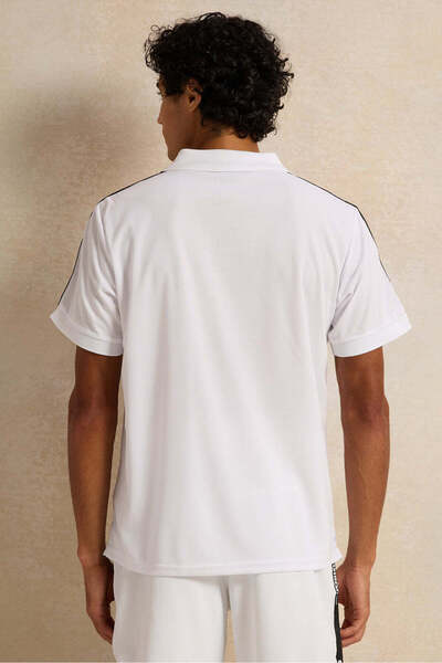 REDTAG Men White Zipper Polo Shirt