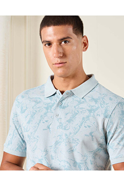 REDTAG Men Blue Printed Polo Shirt
