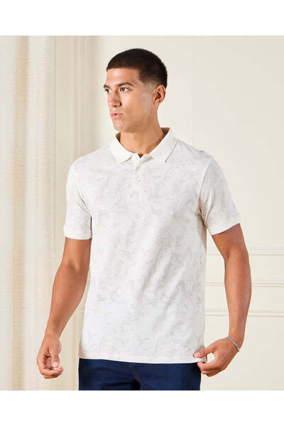 REDTAG Men White Printed Polo Shirt
