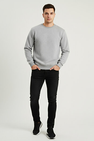 KOZİA OUTDOORS Baskısız Basic Oversize Bisiklet Yaka Şardonlu Unisex Rahat Ka...