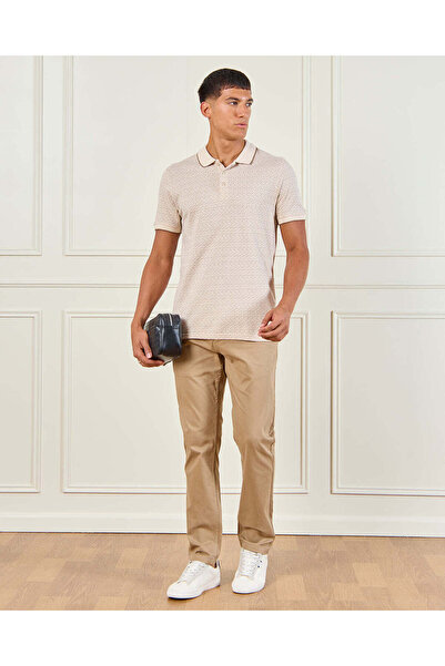 REDTAG Men Beige Printed Polo Shirt