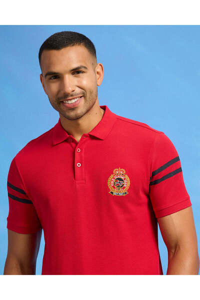 REDTAG Men Red Badge Embellished Polo Shirt