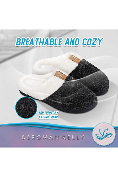 OEM Women's fur slippers, non-slip sole, size 38/39, Black