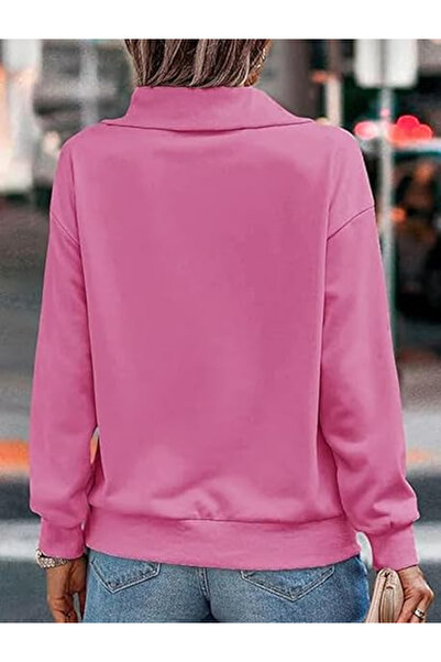 OEM Women's casual blouse, long sleeve top, pink XS