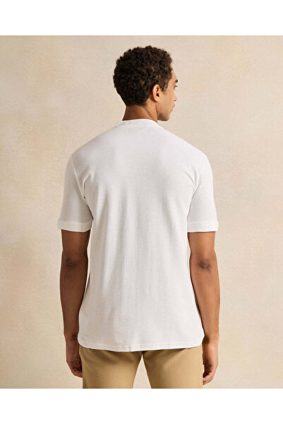 REDTAG Men White Henley Polo Shirt