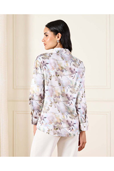 REDTAG Women White Printed Satin Shirt