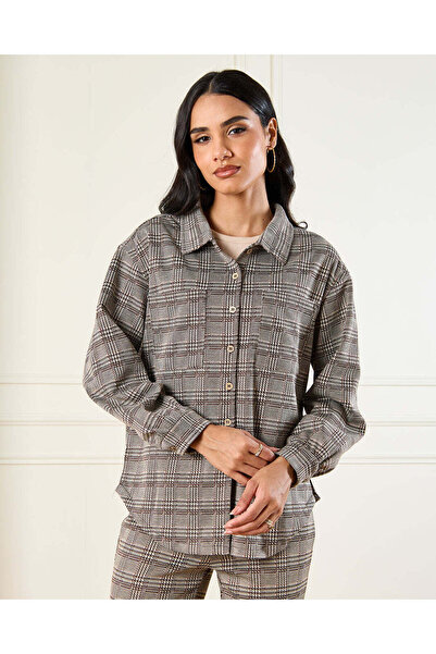 REDTAG Women Multicolour Button Down Jacquard Shirt
